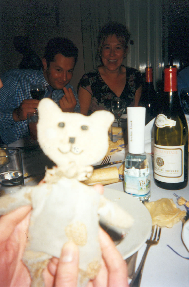 Mark Vernon, Sarah Vernon & a teddy bear