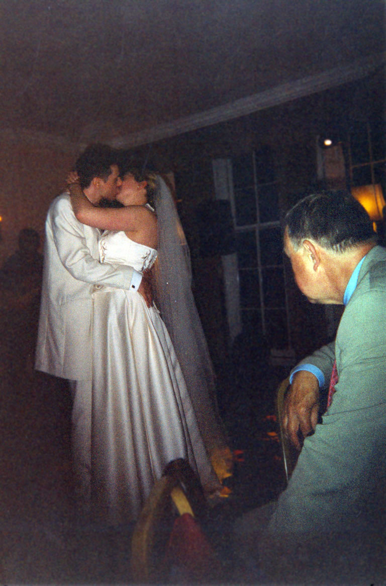 Charlotte & Tom smooching on the dance floor whilst Robin Caven-Atack looks on in disgust